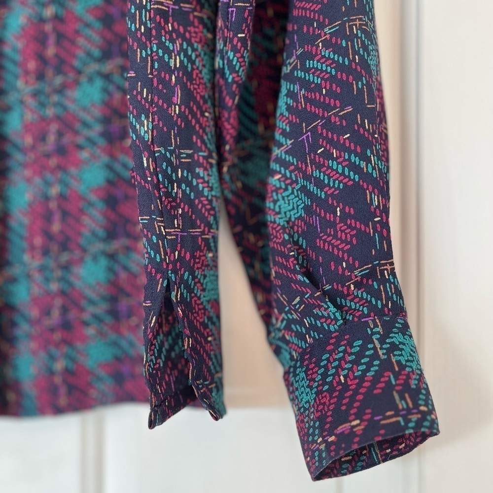 Vintage Purple & Teal Plaid Button-Down Shirt - Picture 14 of 16